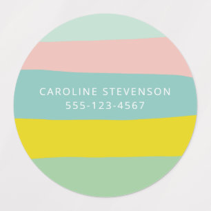 Étiquettes Retro Pastel Wavy Stripe Nom personnalisé Coordonn