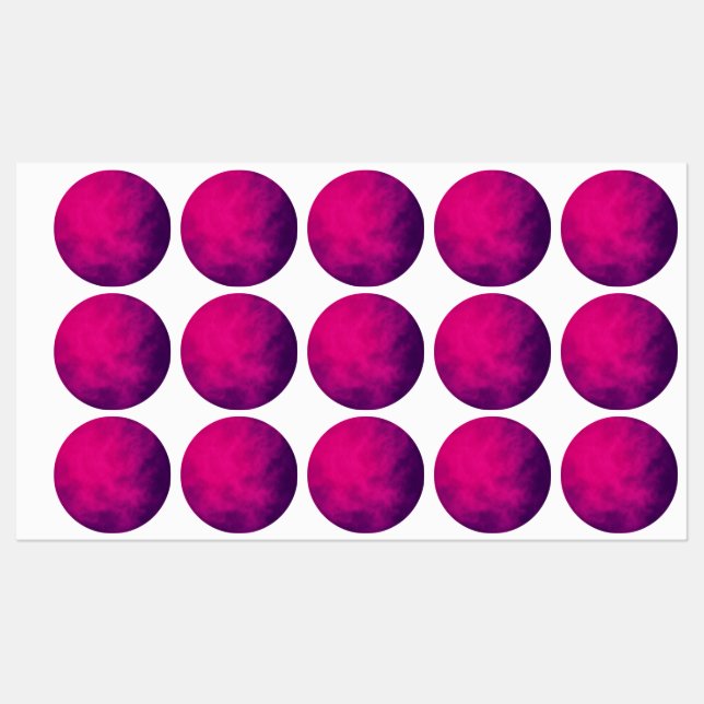 Étiquettes ronds magenta personnalisés (Feuille)