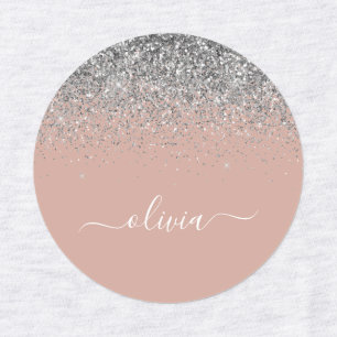 Étiquettes Rose Gold Blush rose Parties scintillant argent Mo