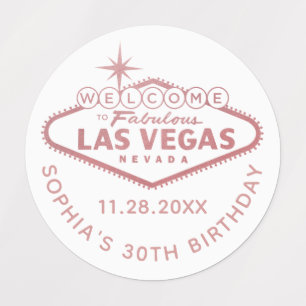 Étiquettes Rose Gold Rose Las Vegas Anniversaire Personnalisé