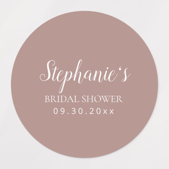 Étiquettes Rose simple Dusty et Fête des mariées blanche (Design 1)