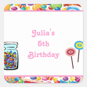 Étiquettes roses de cadeau d'anniversaire de