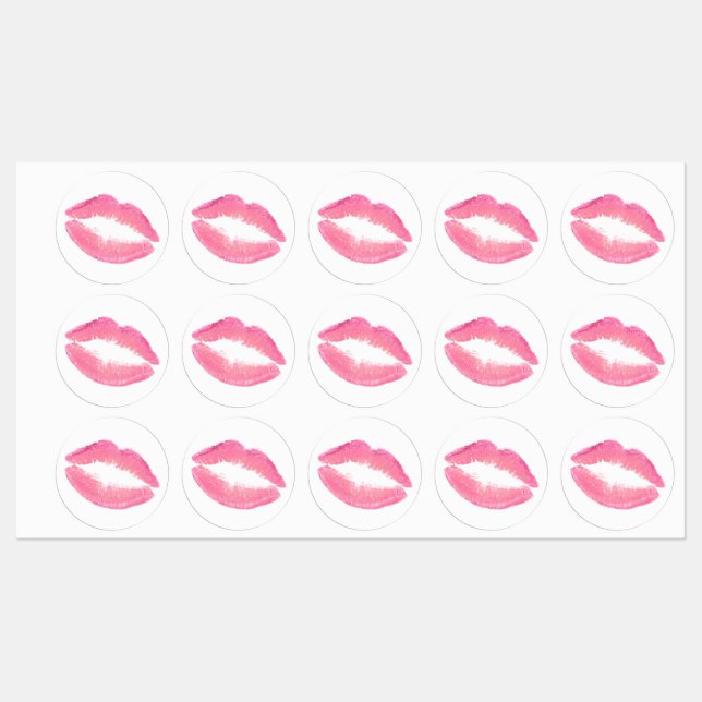 Étiquettes Rouge à lèvres rose (Feuille)