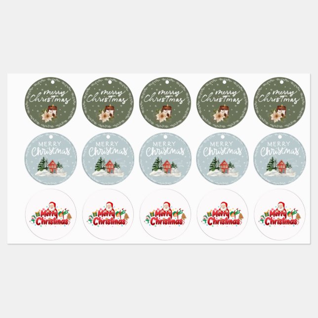Étiquettes Rustic Merry Christmas Candle Patch (Feuille)