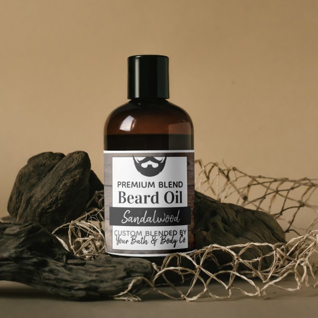 Étiquettes Rustiques D'Huile De Barbe De Bois Avec (Créateur téléchargé)