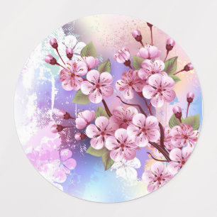Étiquettes Sakura rose sur la peinture Arrière - plan