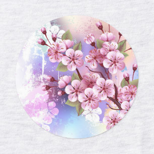 Étiquettes Sakura rose sur la peinture Arrière - plan