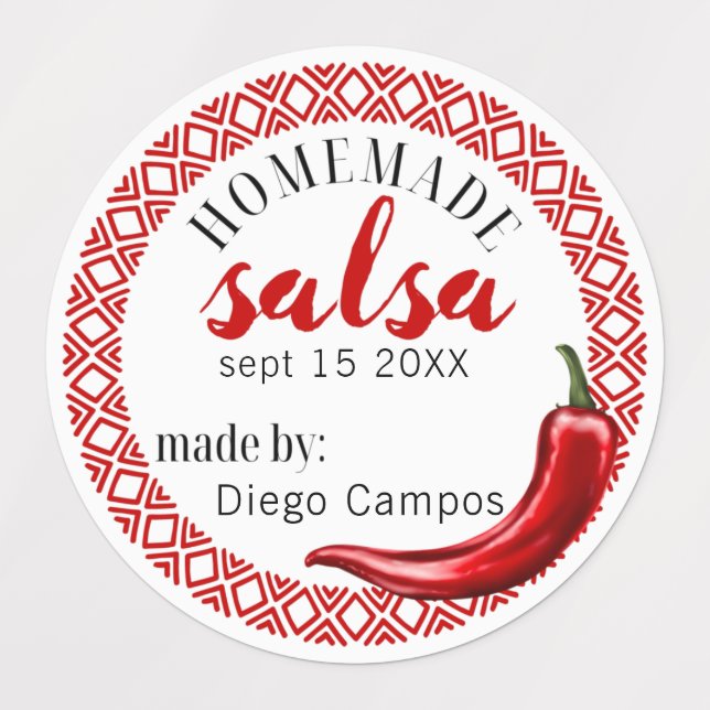 Étiquettes Salsa maison Hot Jalapeno Sauce mexicaine Canne (Design 2)