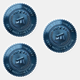 Étiquettes Sceau de certificat en feuille bleue 3D modifiable