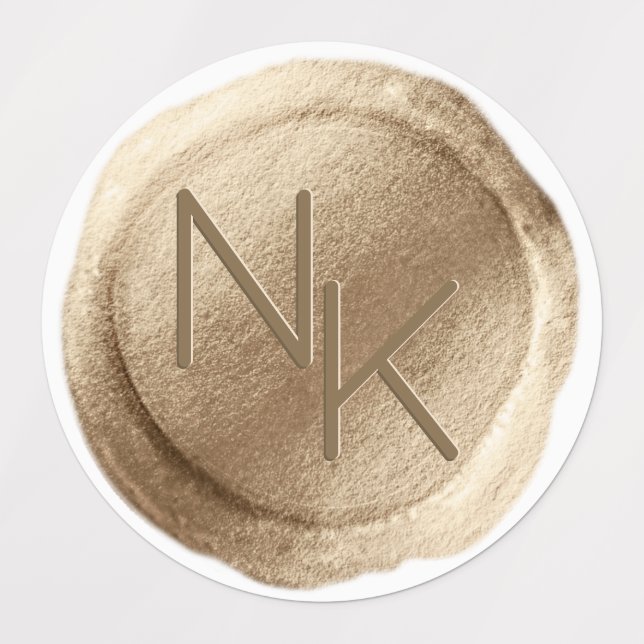 Étiquettes Sceau de cire à huile jaune Mariage initial Monogr (Design 1)