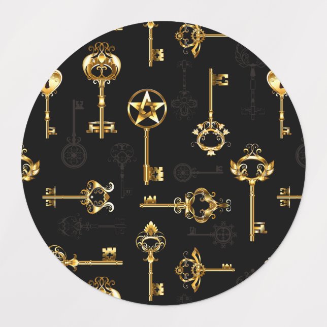 Étiquettes Seamless Pattern with Golden Keys (Design 1)