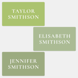 Étiquettes Simple Elegant Green Minimal Ajouter Votre Nom Éco