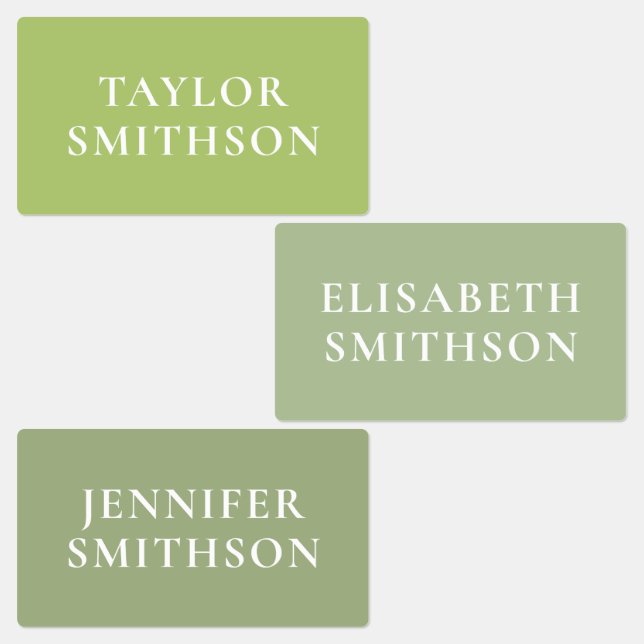 Étiquettes Simple Elegant Green Minimal Ajouter Votre Nom Éco (Groupe)