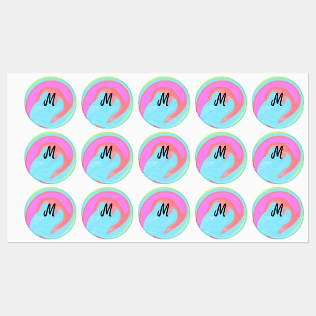 Étiquettes simple logo monogramme minimal personnalisé (Feuille)