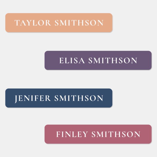 Étiquettes Simple minimal Coral Marine Blue Girl Nom personna (Groupe)