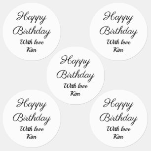 Étiquettes simple minimum calligraphie heureux anniversaire p