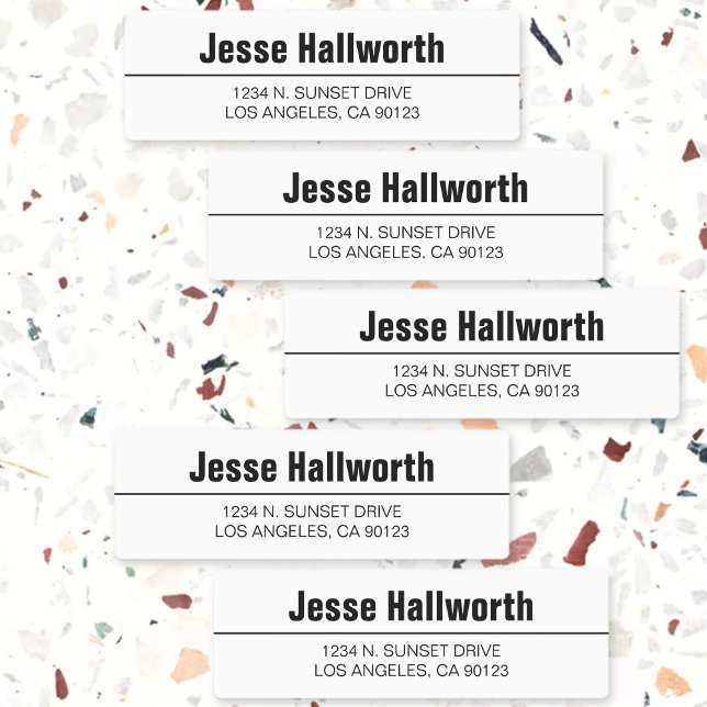 Étiquettes Simple moderne White & Black Waterproof Adresse (Créateur téléchargé)