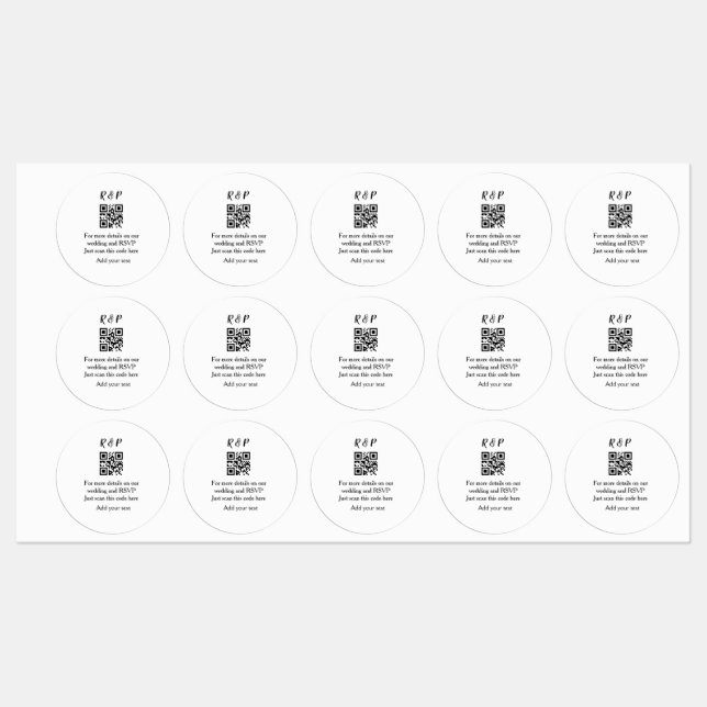 Étiquettes site web mariage rsvp q r code ajouter nom texte t (Feuille)