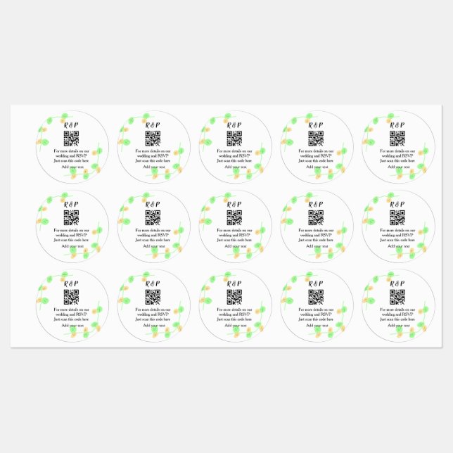 Étiquettes site web mariage rsvp q r code ajouter nom texte t (Feuille)