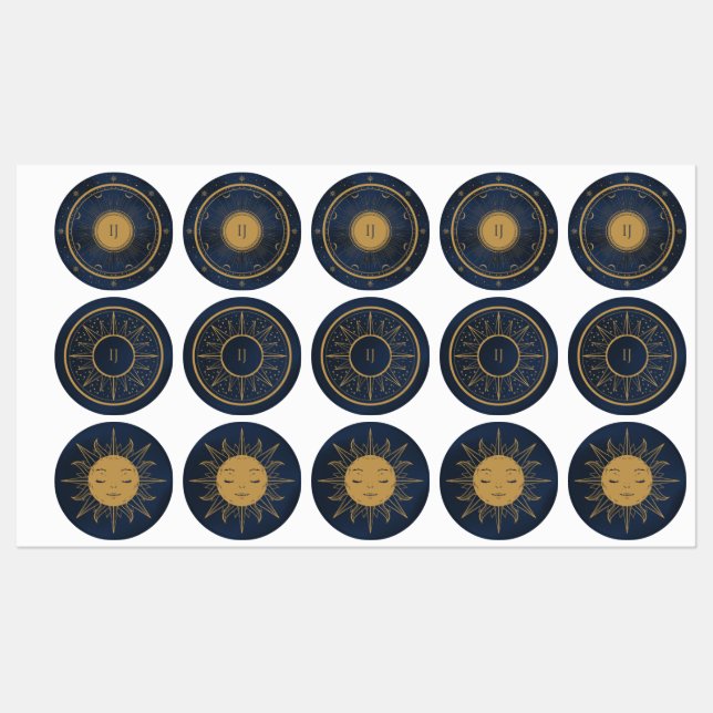 Étiquettes stars and sun (Feuille)