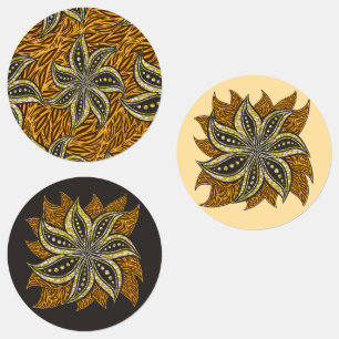 Étiquettes Style Batik Floral Abstrait africain