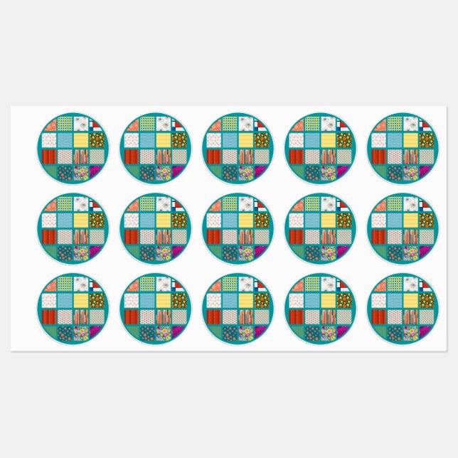 Étiquettes Surface composée d'images rétro (Feuille)