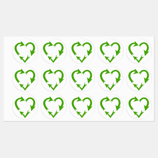 Étiquettes Symbole de recyclage en forme de coeur (Feuille)