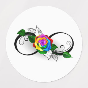Étiquettes Symbole d'infini avec Rose arc-en-ciel