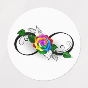 Étiquettes Symbole d'infini avec Rose arc-en-ciel