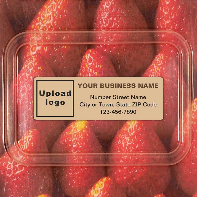 Étiquettes Textes minimaux d'affaires sur rectangle Brown cla (Light brown rectangle adhesive label with minimal business branding)