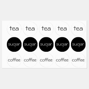 Étiquettes thé, sucre et café