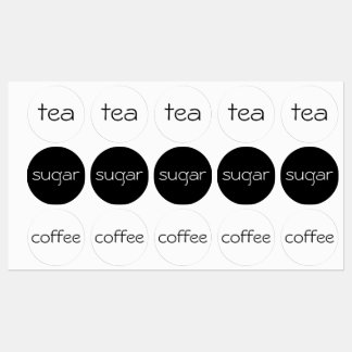 Étiquettes thé, sucre et café