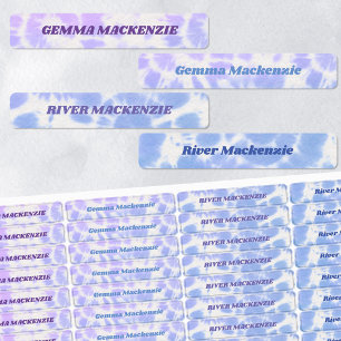 Étiquettes Tie Dye Lavender Blue Kids Nom étanche