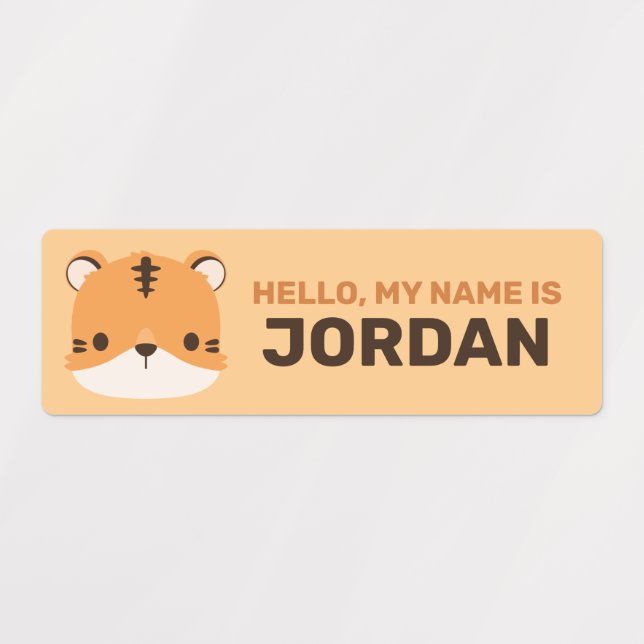 Étiquettes Tigre mignon avec nom personnalisé (Design 1)