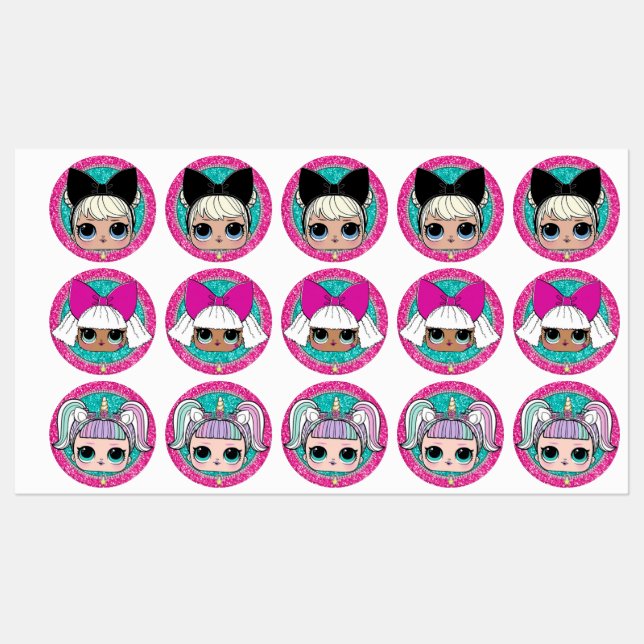 Étiquettes Topper Lol Surprise Glitter (Feuille)