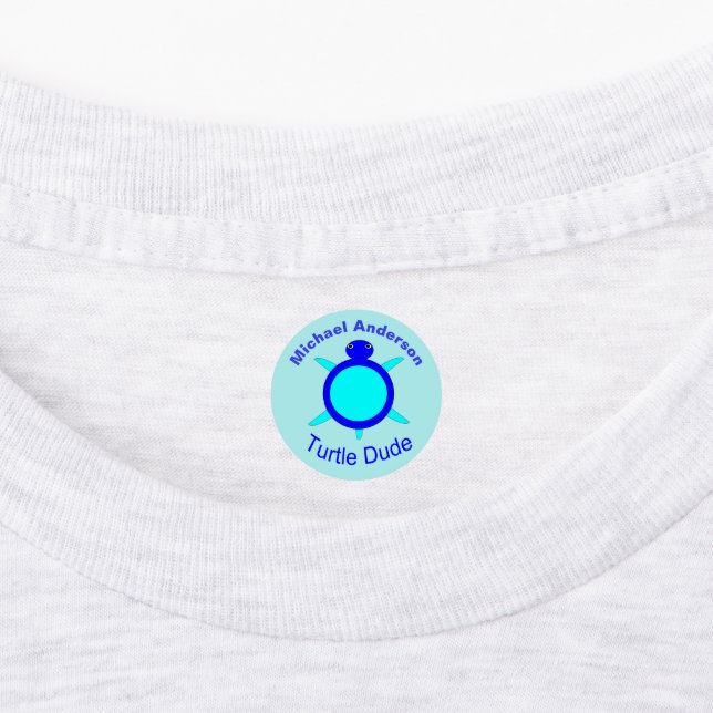 Étiquettes Tortue Bleue Lumineuse Dude Personnalisé Vêtements (Apposé)
