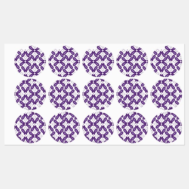 Étiquettes Un motif symétrique de couleur blanche et violette (Feuille)