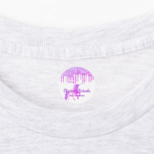 Étiquettes Unicorn blanc violet rose parties scintillant nom