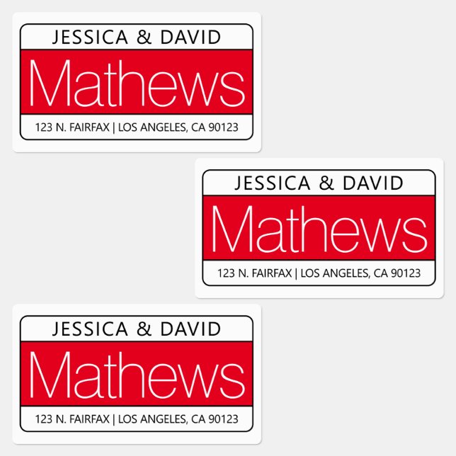 Étiquettes Unique Red White & Black Waterproof (Groupe)