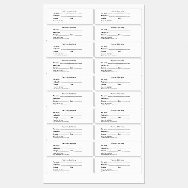 Étiquettes Veterinary Medication Label – Medium & Waterproof (Feuille)