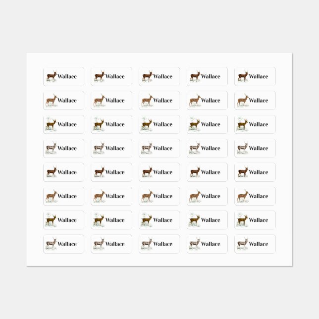 Étiquettes Vintage Deer Avec Votre Nom (Feuille)