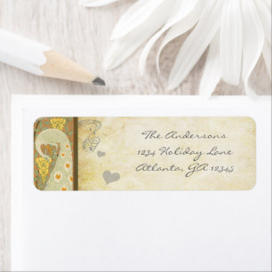 Etiquettes vintages de corail jaune paon et gris