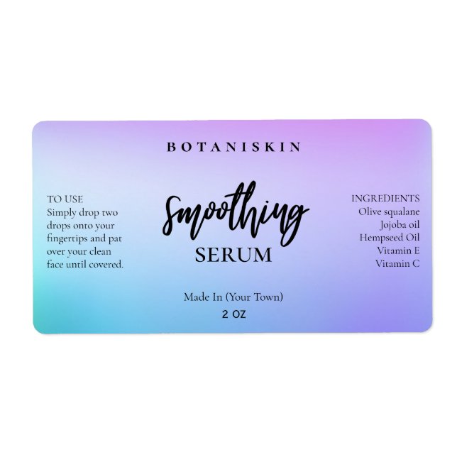 Étiquettes Violet Et Bleu Visage Et Sérum De Cheve (Devant)