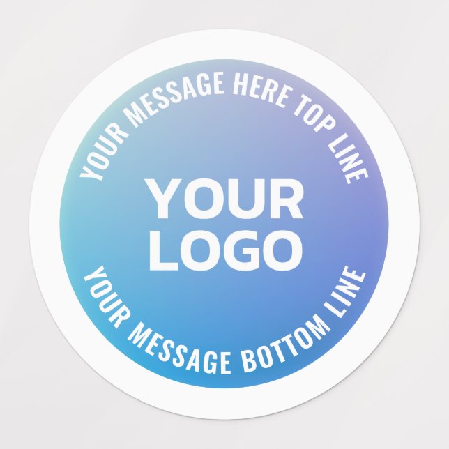 Étiquettes Votre logo | Ombre bleue à violet et texte circula (Design 1)