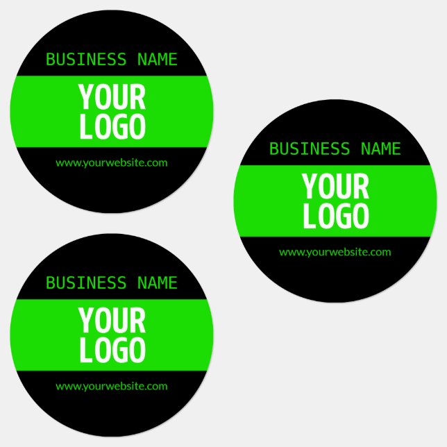 Étiquettes Votre logo ou image | Noir et vert brillant (Groupe)