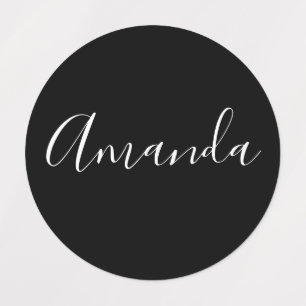 Étiquettes Votre nom   Élégant script blanc sur les vêtements