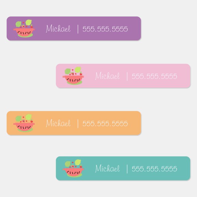 Étiquettes Watermelon Fruit School Class Lunch Nom Numéro (Groupe)