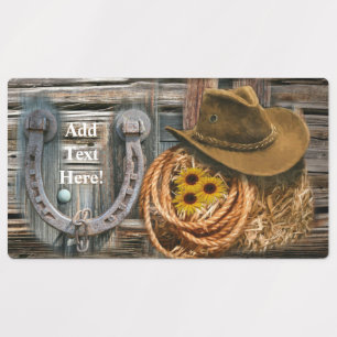 Étiquettes Western Horseshoe Cowboy Hat Lasso