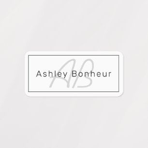 Étiquettes White Grey et Black Cool Name & Monogram