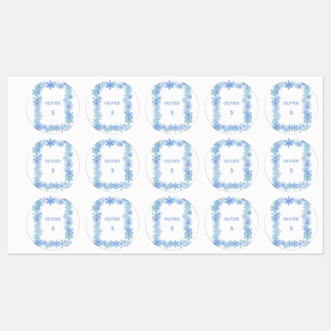 Étiquettes Winter Waterproof Labels Minimalist Snowflake Name (Feuille)